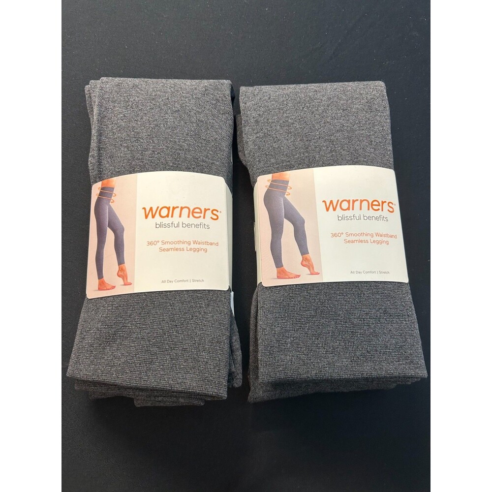 Lot of 2 Warners Blissful Benefits Seamless Leggings 2X 3X Gray Heather 360